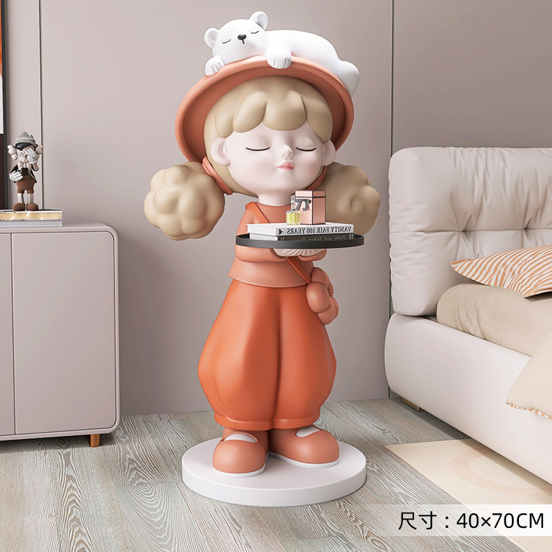 Picture of [Storage Speaker] Cream Style Girl Floor-Standing Ornament Home Decoration Living Room Tv Cabinet Next to Sofa Gift
