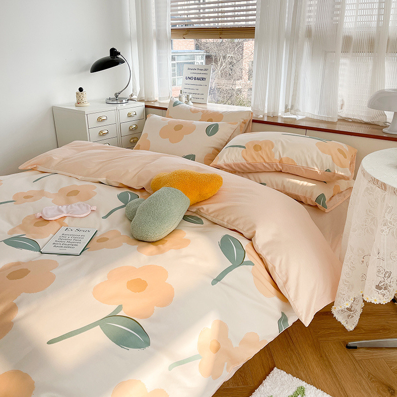 Picture of 2025 New Spring & Fall 60 Small Floral Cotton Four-Piece Set Ins Style Pure Cotton Dormitory Bed Bed Sheets Quilt Cover Three-Piece Set