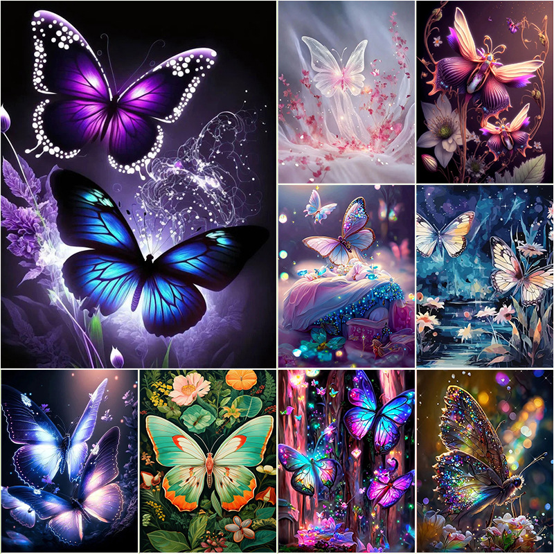 Amazon cross-border foreign trade new diamond painting color butterfly handmade diy diamond painting home decoration painting