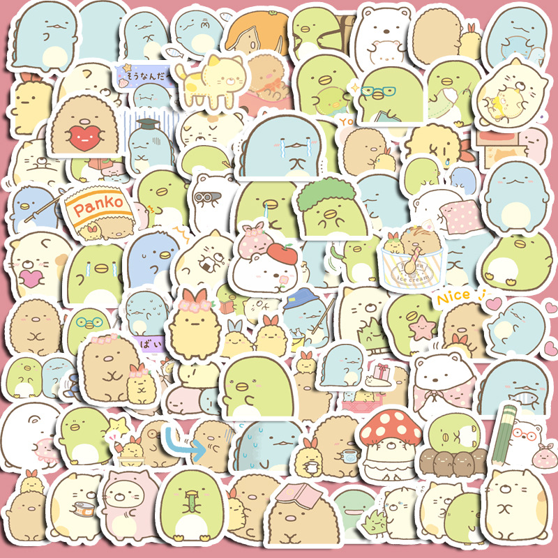 100 Corner Bio Waterproof Stickers Cute Cartoon line Expression Stickers Children's Stationery Computer Waterproof Stickers