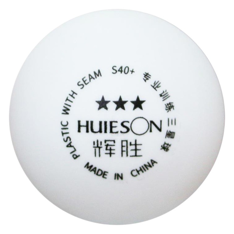 Huisheng Abs New Material Three-Star S40+ Table Tennis White Training and Competition Table Tennis Manufacturer Direct Supply for School