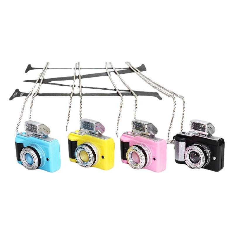 Mobile Phone Case Accessories Mini Luminous Sound Camera Neck Necklace Gift Accessories Keychain Toy Pendant Bag