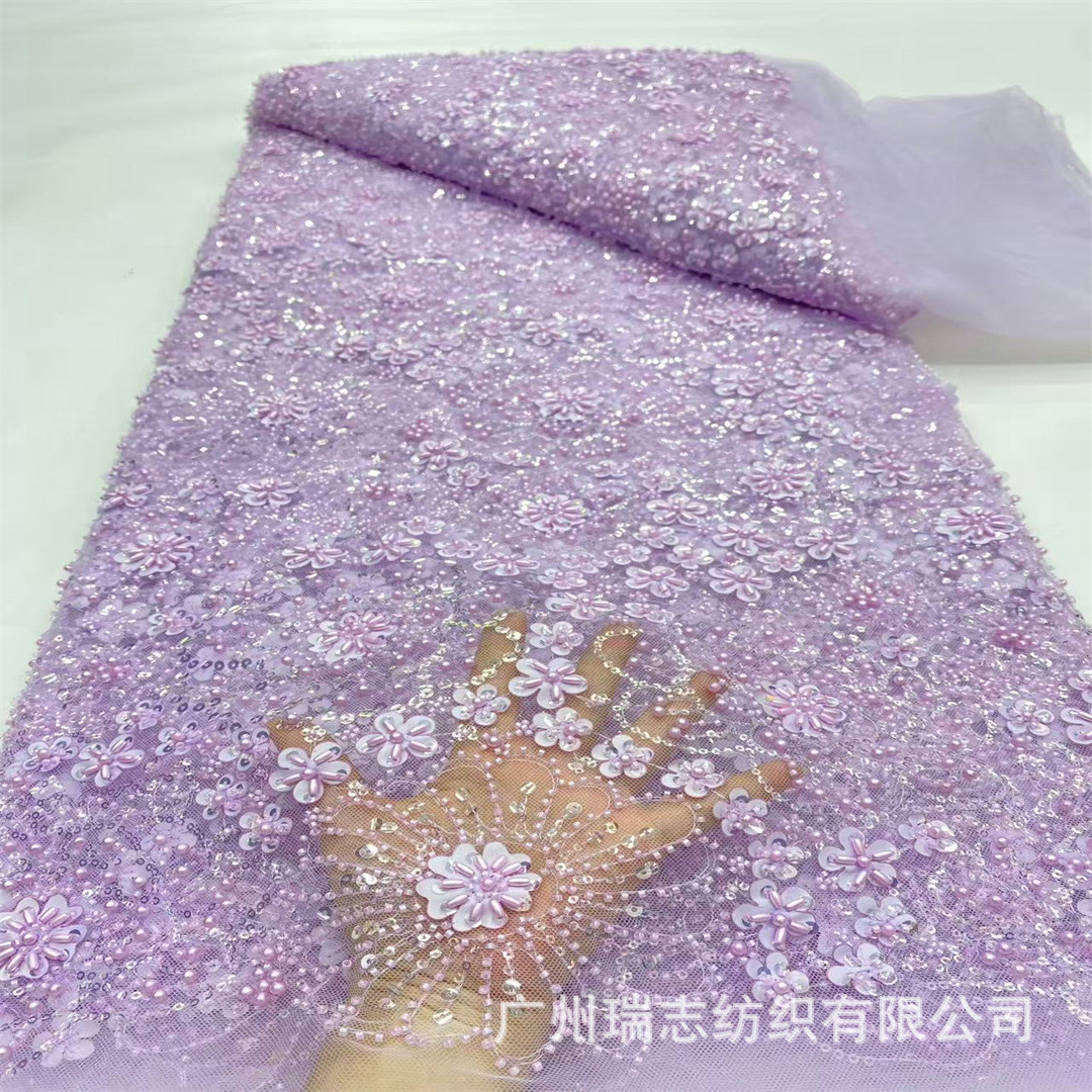 Picture of Laser Flower Sequin Embroidered Cloth Wedding Dress Evening Dress Stage Costume Fabric Sequin Lace Fabric Ready Stock