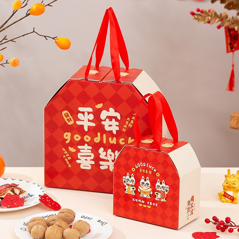 2026 Lucky Cat New Year Snowflake Crisp Snack Packaging Box Large Capacity Year of the Snake Candy Nut Gift Box