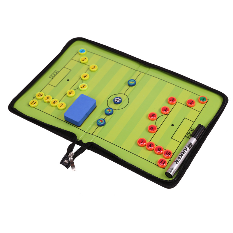 Picture of Two-fold zipper coach sand table tactical plate football basketball tactical board folding magnetic belt zipper PU leather