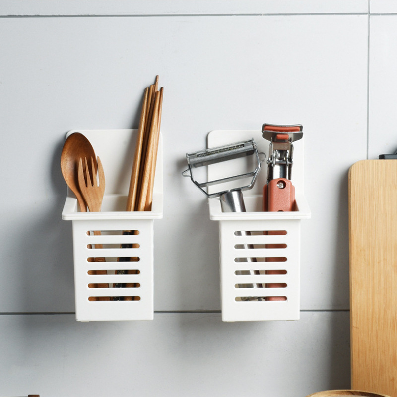 Picture of Japanese-Style Kitchen Chopstick Cage Punch-Free Wall-Mounted Household Spoon Chopstick Barrel Storage Box Storage Rack Storage Rack