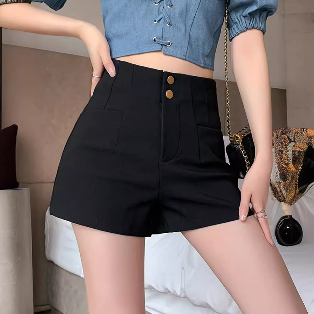 Casual Suit Versatile 2023a Shorts Women's Summer New Versatile High Waist Black Season Bottoming Shorts Thin Outer Wear