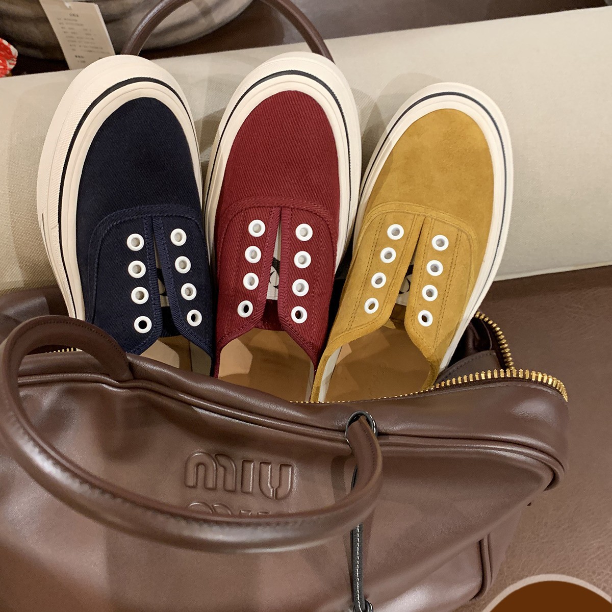 Grape Mom Same Style Biscuit Shoes 2025 New Style No Lace-up Fashion Slip-on Lazy Sports Canvas Casual Shoes
