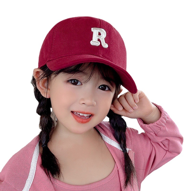 R Letter Autumn Children's Hat Sunshade Boys and Girls Sunscreen Children's Hat Simple Trendy Parent-Child Baseball Cap