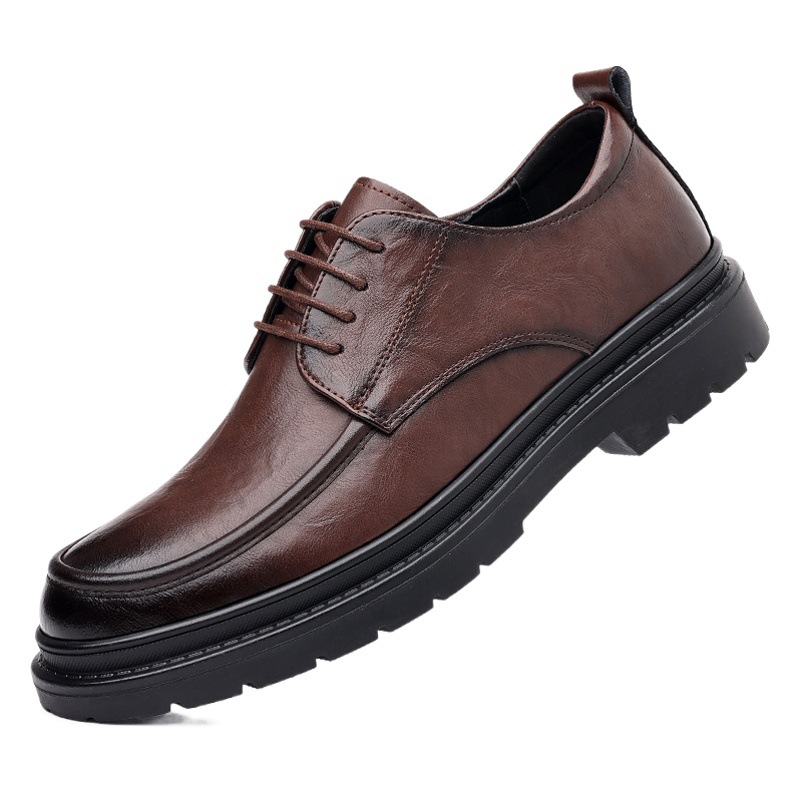 Leather shoes men's business formal wear hand-held pattern youth thick-soled suit shoes British fashion groom wedding shoes a generation of hair
