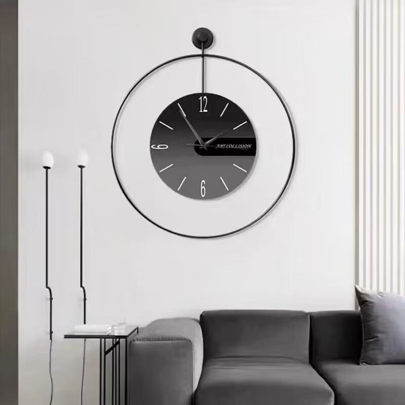 Modern living room light luxury wall clock wall hanging fashion simple mute clock wall clock iron home background wall clock