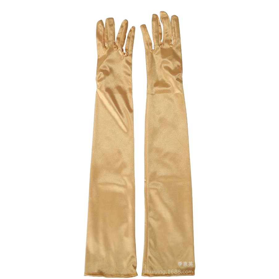Satin Gloves Long Dress Sexy Long Nylon Satin Mercerized Dinner Performance Clothing Accessories Five-Finger Gloves 55