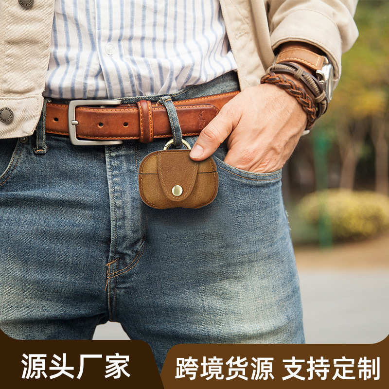 Picture of Suitable for new airpodspro2 leather earphone cover all-inclusive handmade Apple Bluetooth headset protective cover