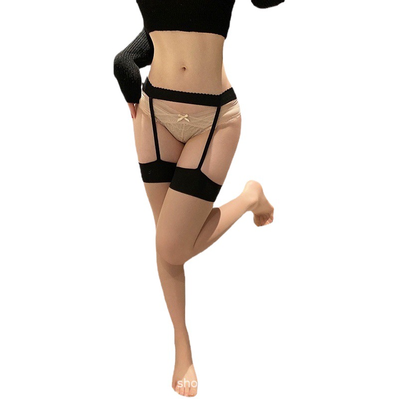 Sexy Strap One-piece Socks Pure Black Red Silk Stockings Women's Contrast Color Hot Girls Red Edge Black Silk Long Tube Ultra-thin