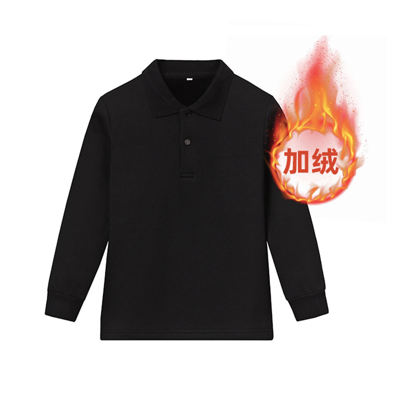 Picture of Children's T-shirt boys polo shirt long sleeve baby girls lapel T-shirt plus Velvet White Base shirt a generation of hair