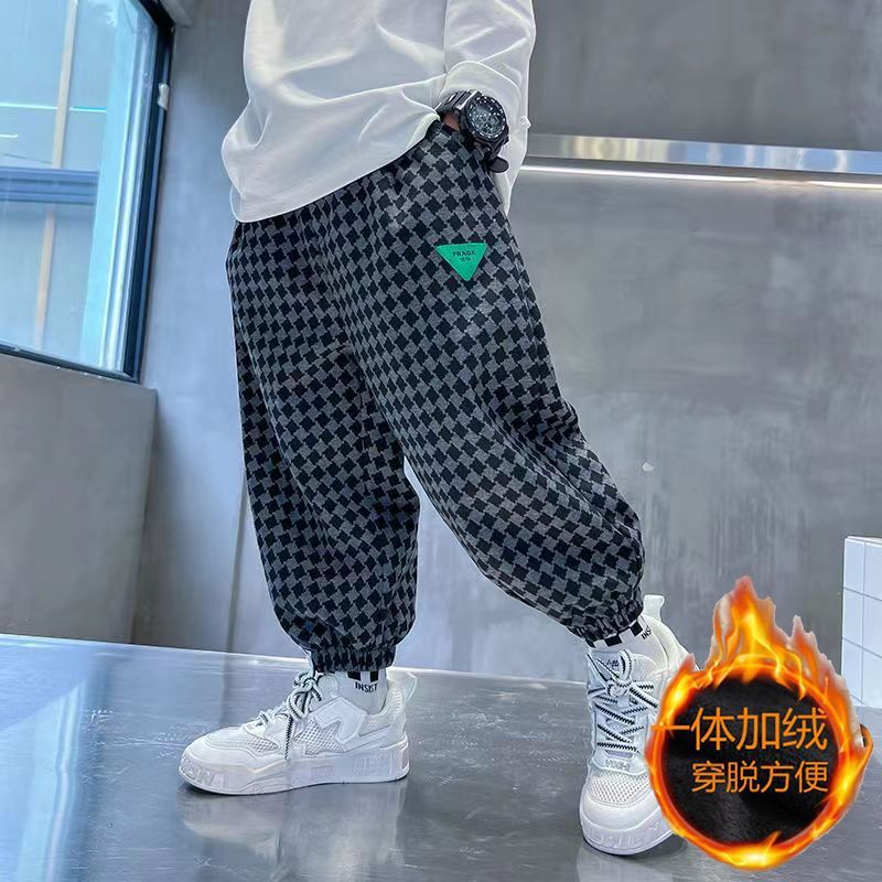 Picture of Children's Pants Boys and Girls Fleece-lined Sweatpants Sports Pants Winter Spring and Autumn Mid-size Children's 2023 New Trendy Trousers