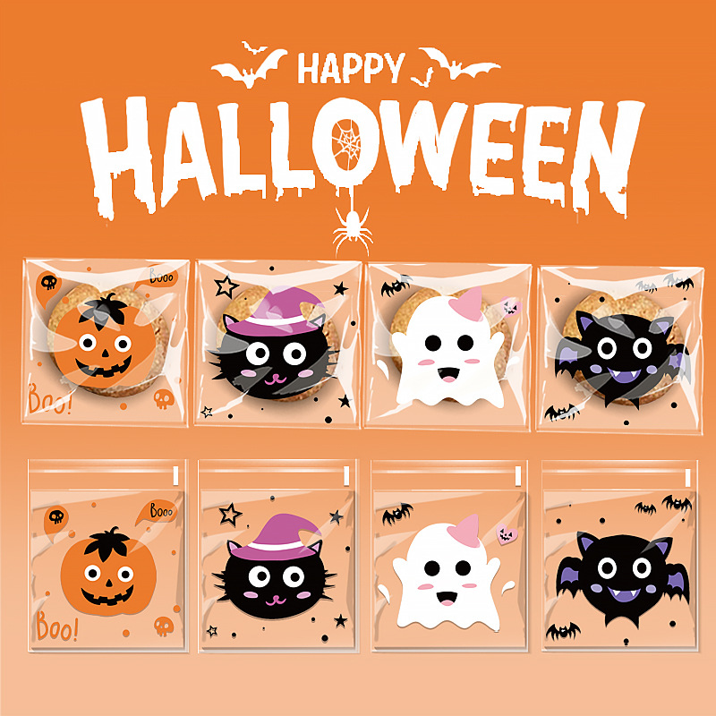 2023 new Halloween cookies nougat snowflake crisp candy packaging bag ghost festival party gift self-sealing bag
