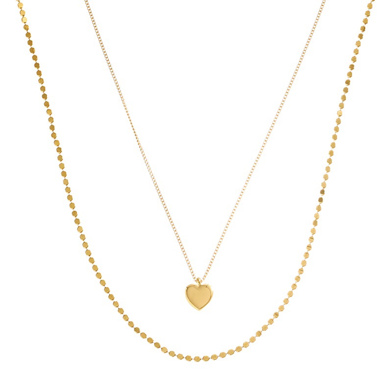 European and American Simple Heart-Shaped Pendant Necklace Brass Gold Plated Fashionable Elegant Elegant All-Match Stacked Necklace for Women