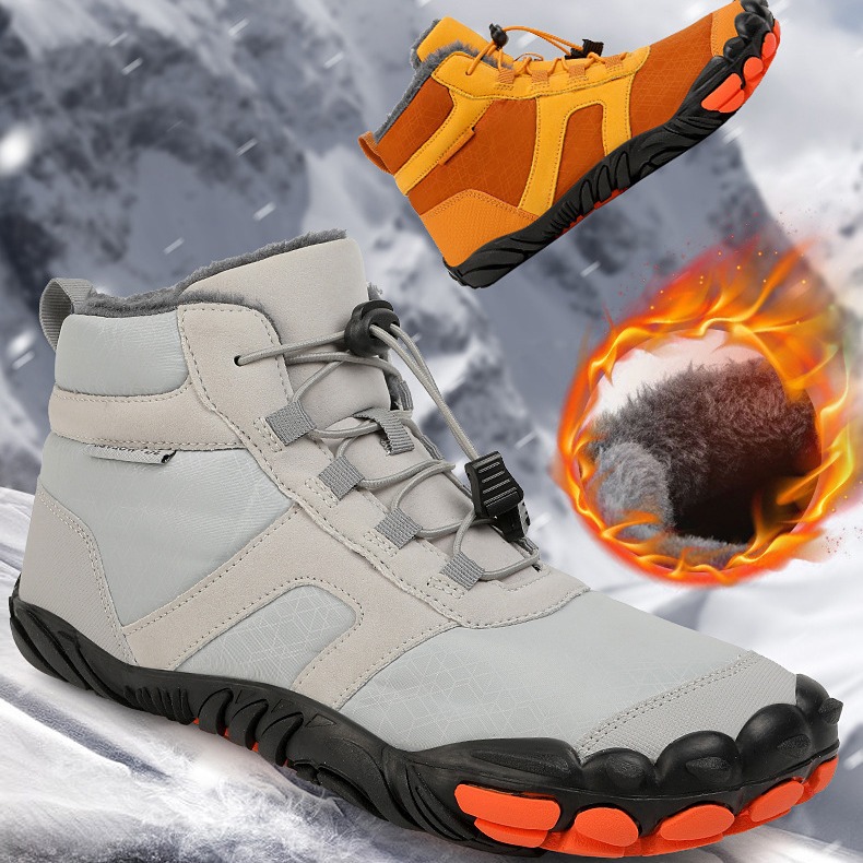 2024 Cross-border New Five-finger Outdoor Cotton Shoes High-top Warm Waterproof Non-slip Flexible Folding Snow Boots