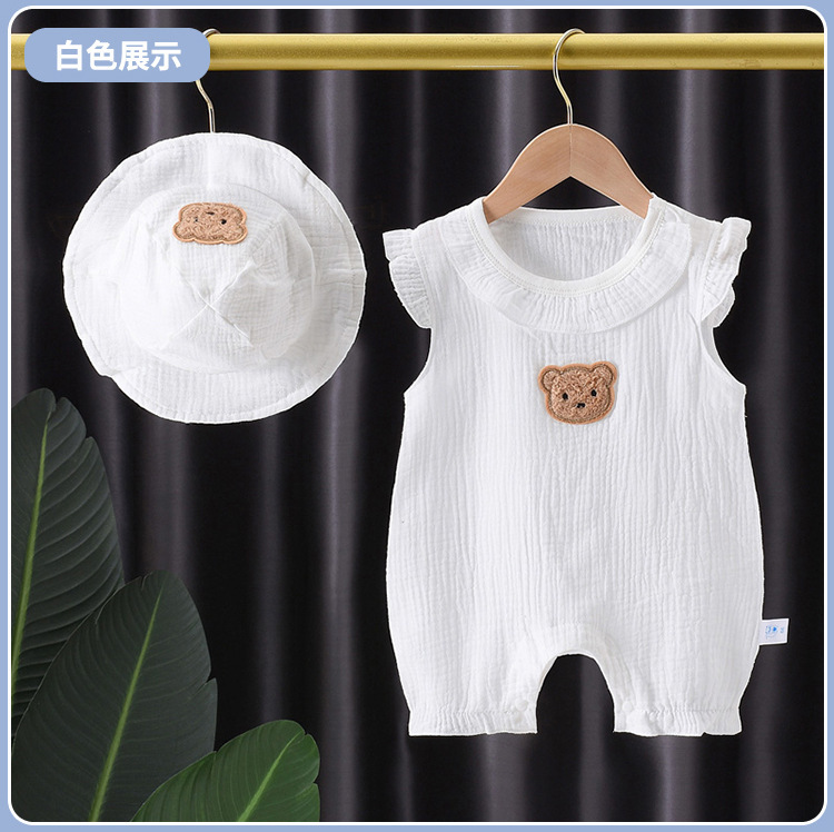 Picture of Baby Summer Thin Clothes Gauze Pure Cotton Jumpsuit Baby Short-sleeved Hare Clothes for Boys and Girls Baby Climbing Clothes for Going Out