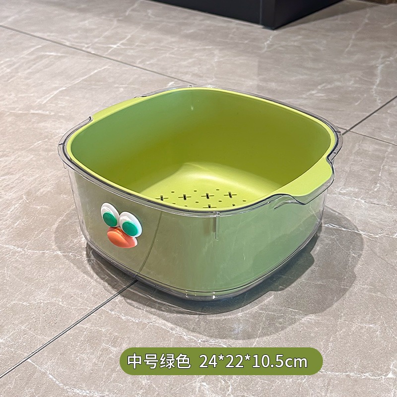 Picture of Double Layer New Dopamine Drain Basket Cute Household Fruit and Vegetable Cleaning Basket Two-in-One Thickened Vegetable Washing Basket