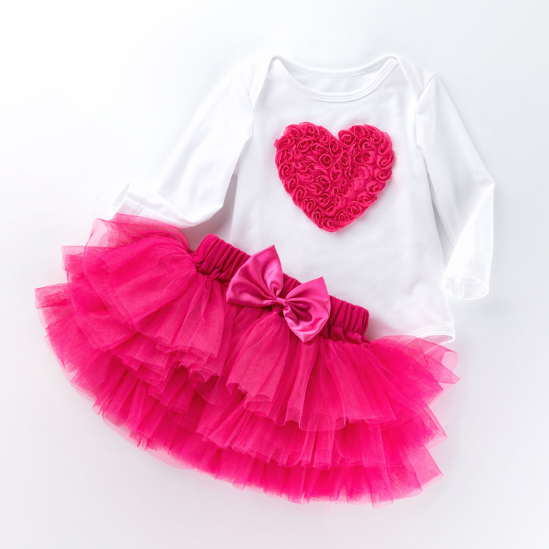 Picture of Cross-border Girls' Birthday Suit White Long-sleeved Cartoon One-year-old Hats Skirt Baby Top Princess Skirt