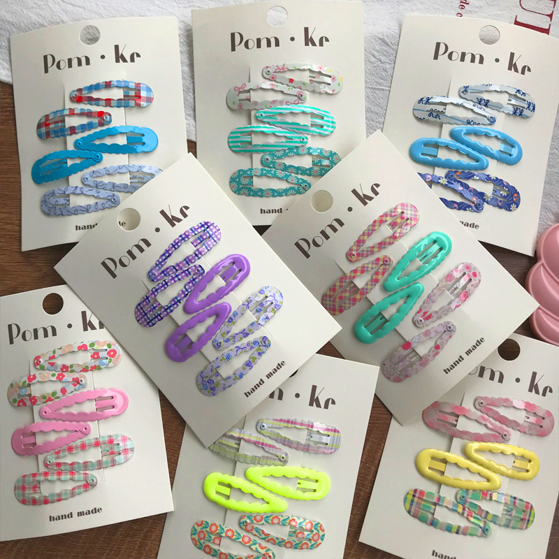 New Cute Wavy Hairpin Plaid Sweet Floral Bb Clip Hairpin Hair Accessories Bangs Clip Side Clip Broken Hair Hair Accessories