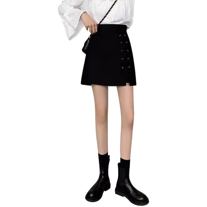 High Waist Slim Skirt Women's 2024 Spring New Design Sense Strap Hip Skirt Anti-running Fashion A- line Skirt