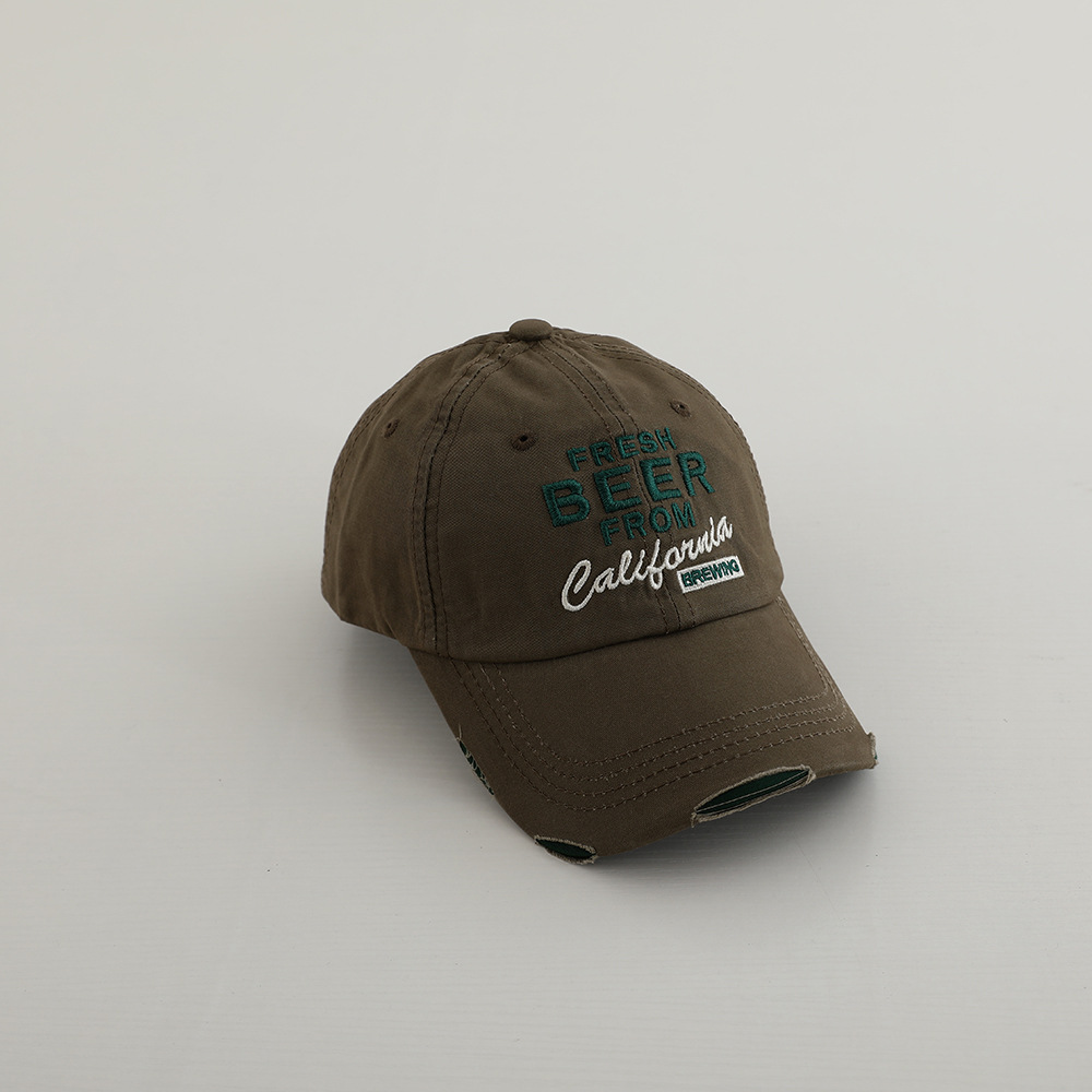 Picture of Niche Trendy Brand Old Hole Kidsren's Baseball Cap Korean Style Street Retro Color Versatile Baby Letter Peaked Cap