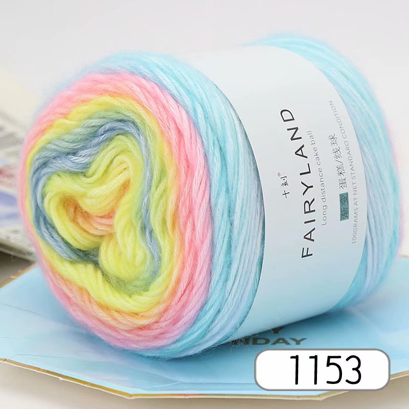 Picture of Cake wool segment dyeing gradient baby children's wool cotton rainbow thread handmade knitting shawl scarf sweater special offer