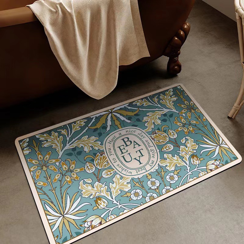 Picture of Diatom mud carpet vintage American floor mat bathroom door mat bedroom entrance mat bathroom kitchen entrance mat