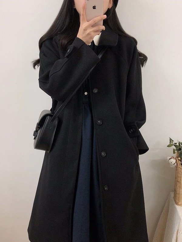 Picture of 2025 autumn and winter new Korean version of loose thin thick knee woolen coat plus size woolen coat women's long