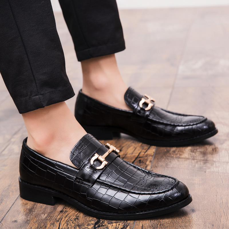 Cross-border Autumn British Brock Men's Shoes Korean Style Men's Wedding Shoes Increased Business Dress Casual Leather Shoes Men's plus size