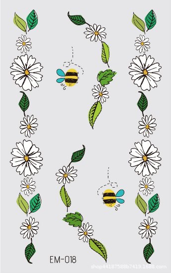 Picture of New Waterproof Sweat-proof Flower Tattoo Sticker Small Fresh Daisy Women's Face Arm Temporary Tattoo Sticker