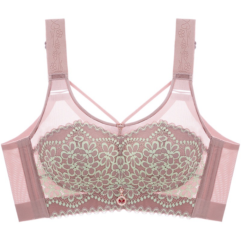 Plus size underwear seamless underwear Women's Big chest small ultra-thin push up breast collection anti-sagging beauty back bra without steel ring