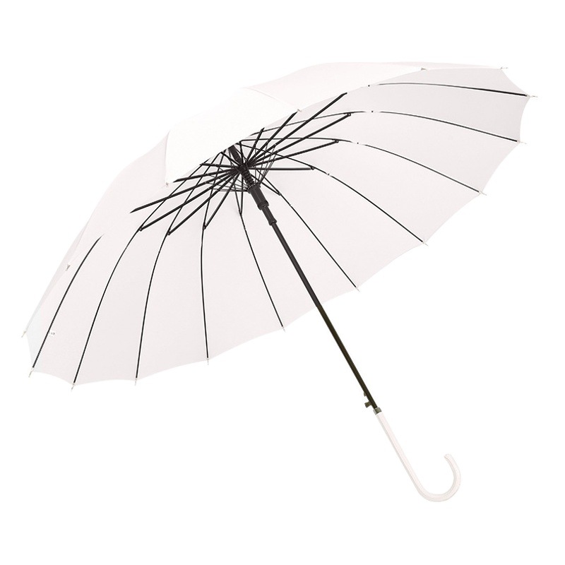 Large Wholesale Long Handle 16 Bone Automatic Umbrella Women's Large Straight Rod Double Wind Resistant Solid Sunny Umbrella Customized Advertising