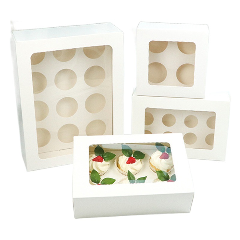 Mini paper cup cake packaging box 12 transparent portable packing box baking muffin cup 6 grid packaging