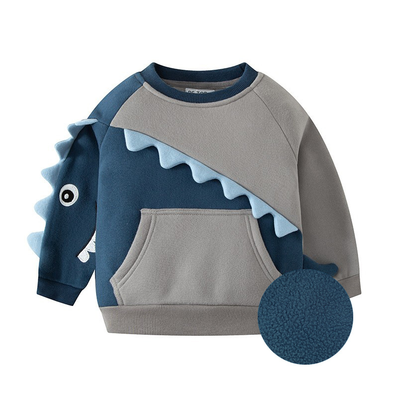 Picture of New Autumn and Winter Polar Fleece Boys' Pullover Cartoon Color Block Sweatshirt Children's Knitted Sweater Children's Clothing Drop Shipping