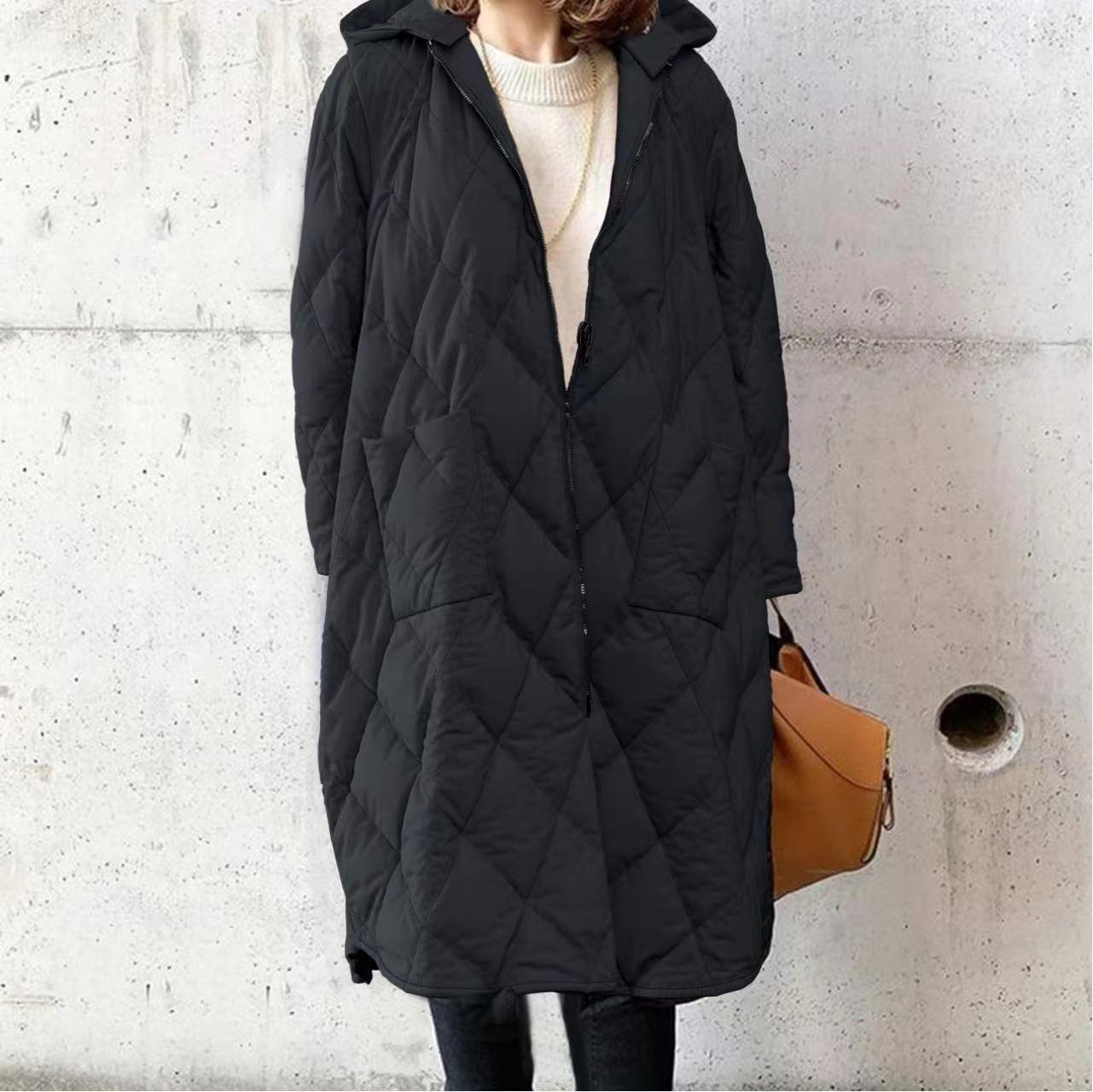 Picture of in stock cross-border explosions women's cotton-padded jacket 2024 autumn and winter new diamond-shaped grid hat cotton-padded jacket pocket coat women's top