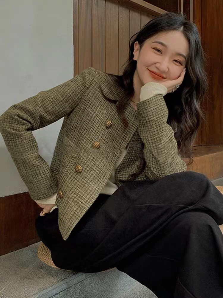[Korean style Chanel style coat] physical store quality, advanced texture pocket temperament commuter Chanel style coat