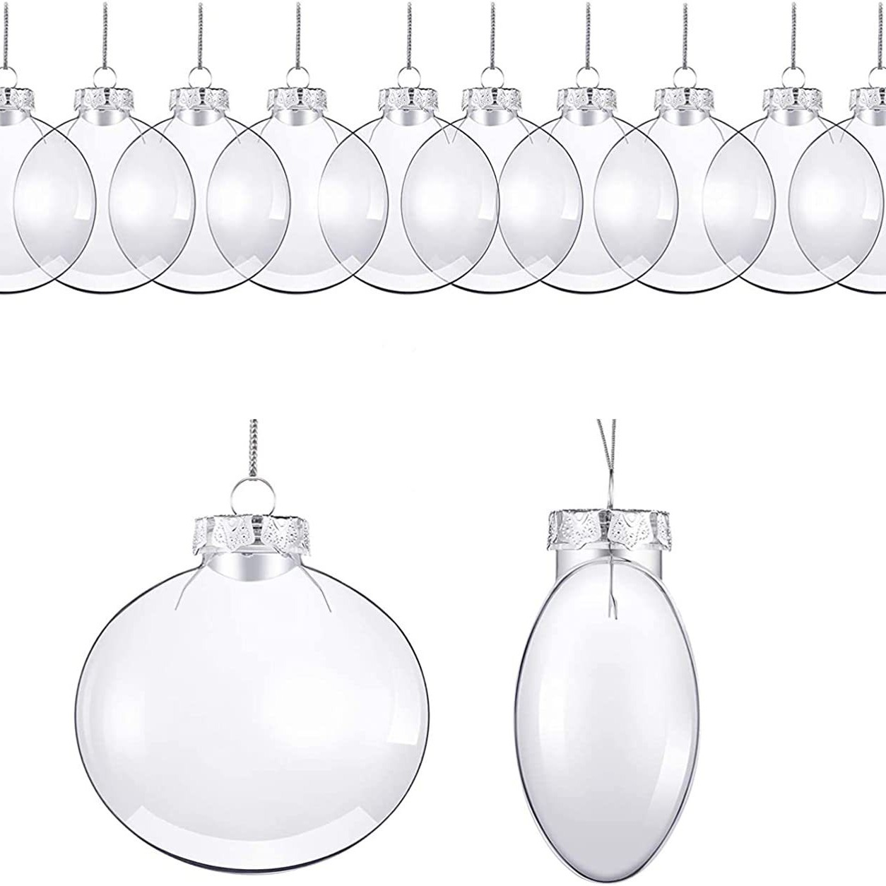 Cross-border New 60mm/80mm/100mm Flat Ball DIY Hanging Macaron Transparent Hollow Christmas Flat Ball