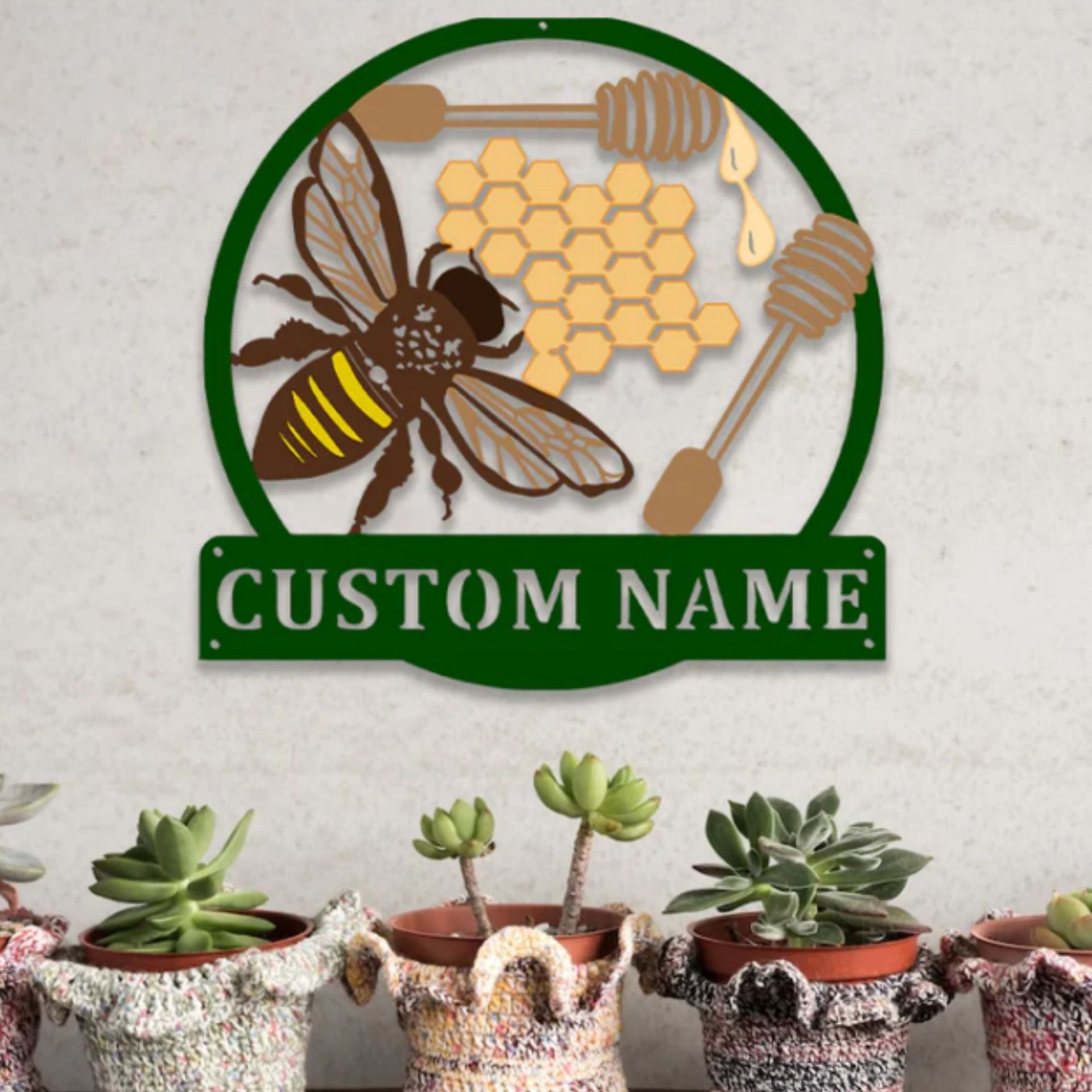 Cross-border independent station new indoor and outdoor ornaments murals 2023 Honey Honey metal crafts art decorations