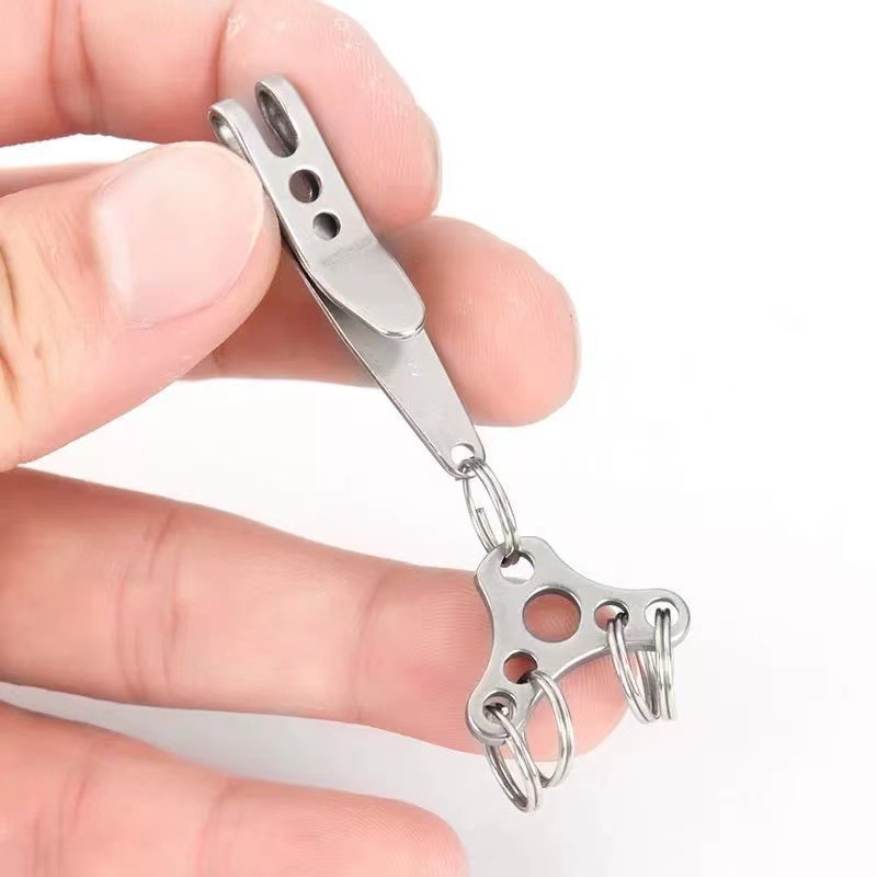 Picture of Fox Small size stainless steel 8-word buckle with lock anti-theft S buckle key chain travel bag buckle