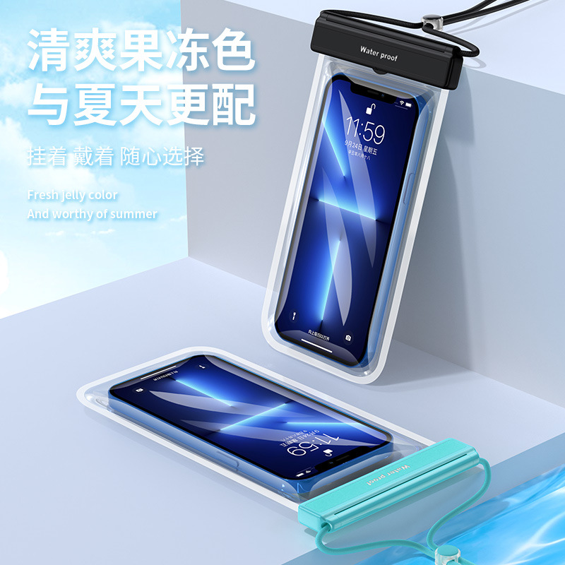 Picture of Mobile Phone Waterproof Bag Tpu Touch Screen Waterproof Phone Pouch Flip Full Transparent Protective Case Wholesale Outdoor