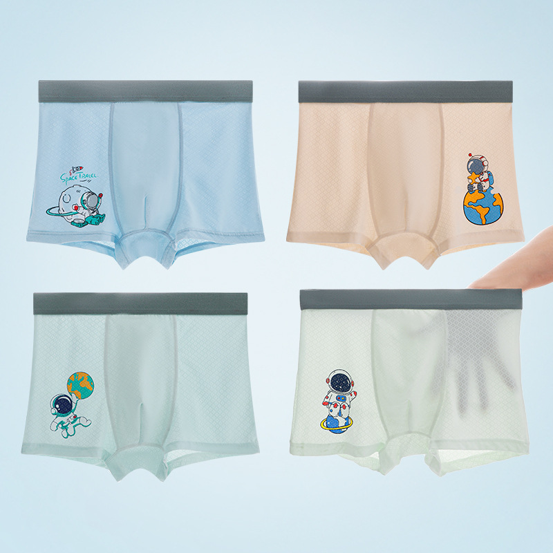 Picture of Boys' Underwear Ice Silk Boys' Boxer Summer Thin Middle School Students Four Corner Children's Underwear Men's No Butt