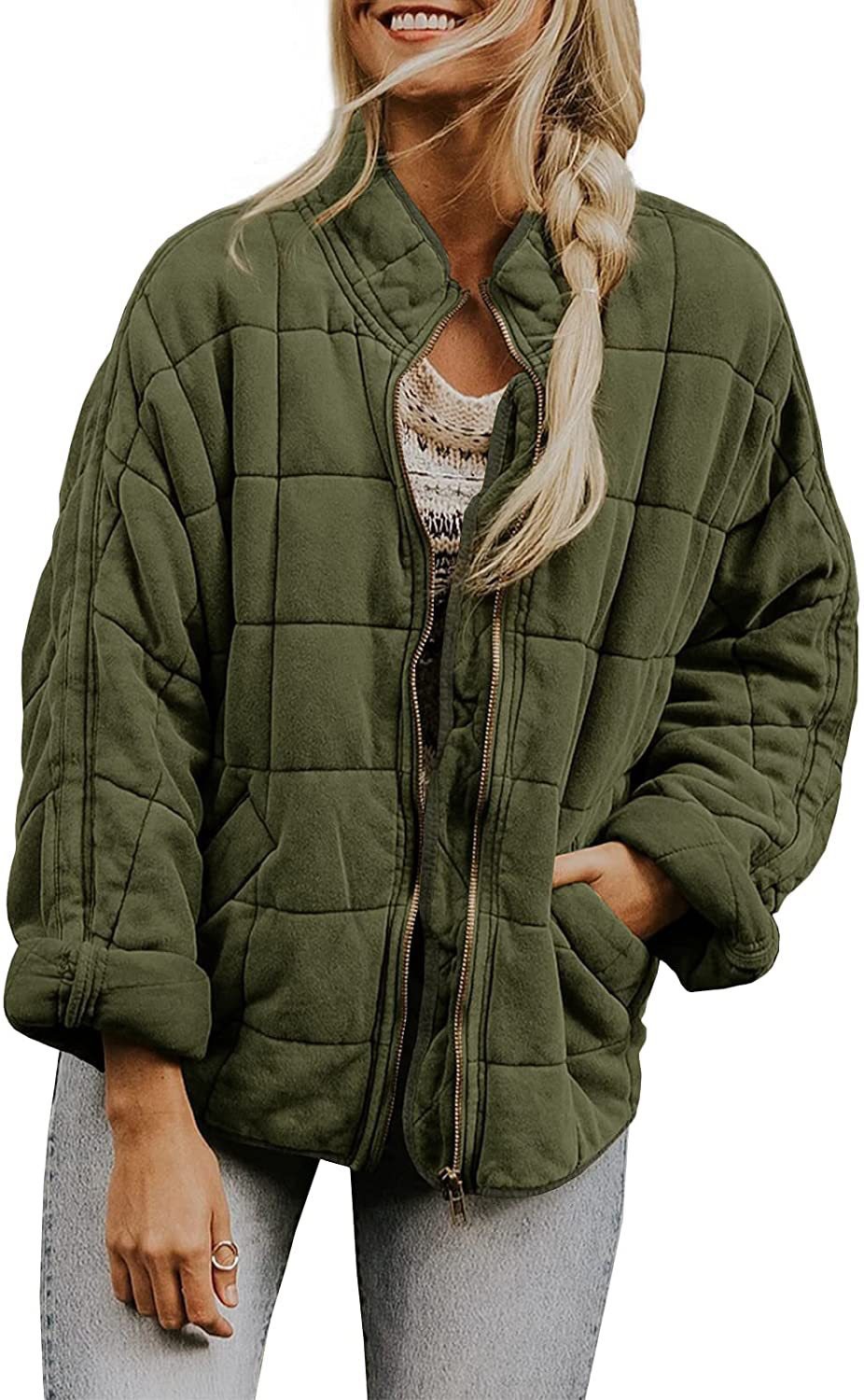 Picture of Cross-border foreign trade Amazon solid color stand collar cotton-padded jacket 2024 European and American women's loose long sleeve pocket jacket