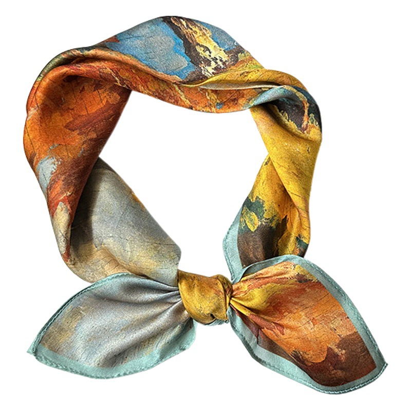 100% Silk Mulberry Silk Small Square Scarf Scarf Women's Spring and Autumn Scarf Professional Matching Shirt Neck Protection Scarf Scarf