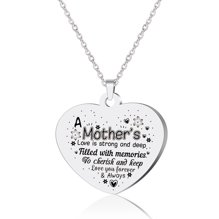 Picture of 2025 Cross-Border Keychain Large Heart Shaped Stainless Steel Pendant Necklace Mother's Day Gift Engravable Gift Wholesale