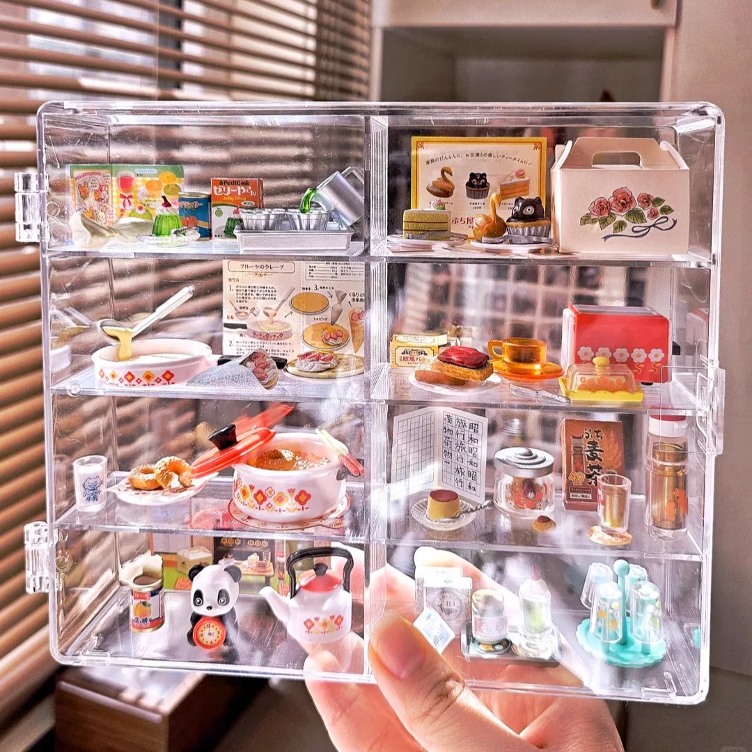 Food and play small ornaments display rack small wine bottle miniature supermarket toy multi-layer storage box transparent flip acrylic