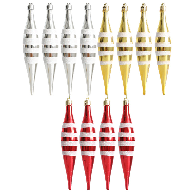Cross-border supply wholesale Christmas painted pendant Christmas tree electroplated plastic pendant cone pendant decoration